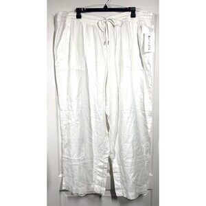 Athleta Retreat Linen Wide Leg White Pants Womens Size 3X Resort Casual NWT